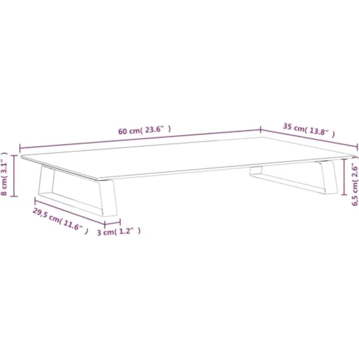 vidaXL Monitorständer, Monitorerhöhung aus Hartglas und Metall mit Stauraum, Schwarz 60x35x8cm, ergonomisches Design für mehr Ordnung – Bild 3