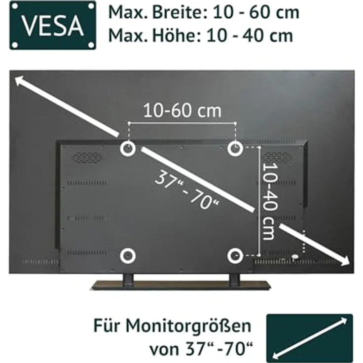 SVITA NONSAN TV-Ständer, Schwarz, Höhenverstellbar, mit Rollen und Medienablage – Bild 4