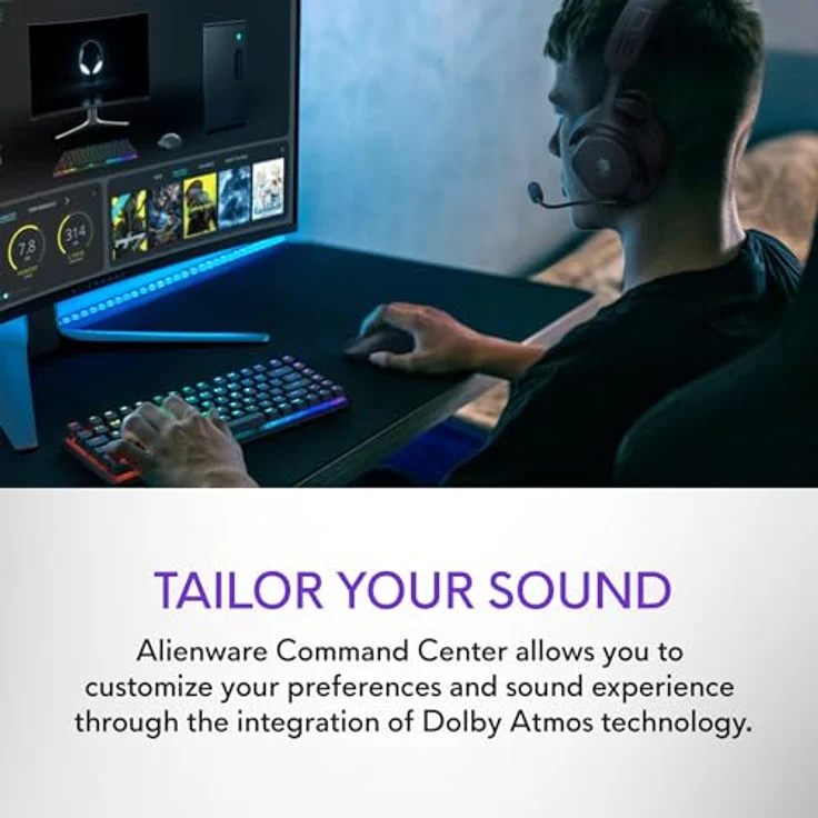 Alienware Pro Wireless-Gamingheadset – Kabellos, 50-mm-Graphen-Treiber, KI- & ANC-Geräuschunterdrückung, Dual-Mikrofone, E-Sport-optimiert, Dark Side of the Moon – Bild 14