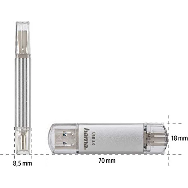 Hama 16GB USB-Speicherstick mit USB 3.0&USB 3.1-Type-C (2-in-1 USB-Stick, z.B. für Android Handy, Tablet, Computer, Notebook, MacBook, OTG, 40MB-s) USB-Typ-C Handy-Stick, Doppel Memory-Stick silber – Bild 3