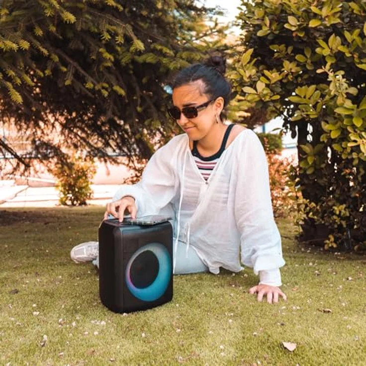 Woxter Monster Tragbarer Bluetooth-Lautsprecher mit Karaoke-Funktion, RGB, 2000-mAh-Akku, 60 W, Bluetooth 5.3, Mikrofon IN, Micro-SD, AUX und USB, schwarz – Bild 2
