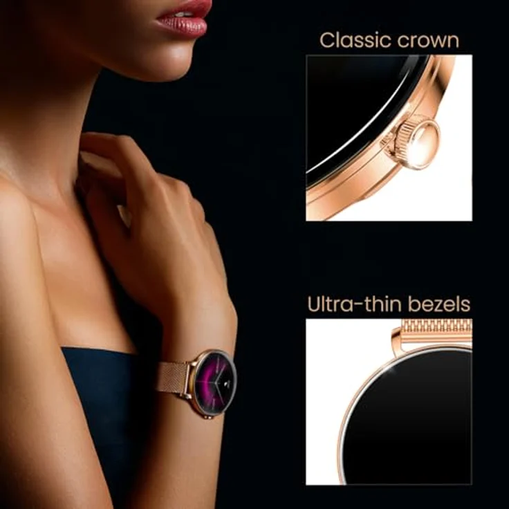 FOREVER Smartwatch Lucca Damen Roségold – Elegante Damen Smartwatch mit AMOLED Display, Bluetooth Anrufen, Fitness- & Gesundheitstracking, IP68 wasserdicht, 2 Armbänder – Bild 5