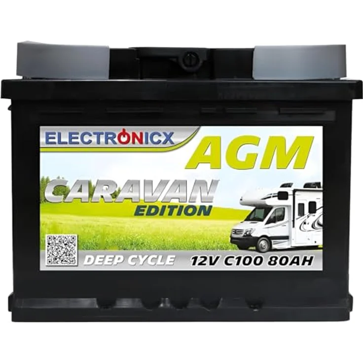 Electronicx Caravan Edition AGM Batterie 80AH 12V, wartungsfrei, stoßfest & vibrationssicher, ideal für Wohnmobil & Boot – Bild 1