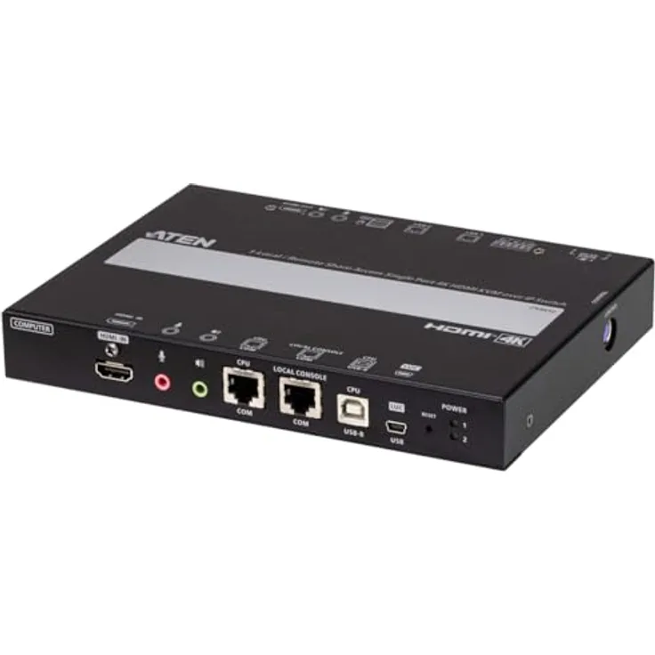 ATEN CN9850 1-Local-Remote Share Access Einzelport 4K HDMI KVM Over IP Switch, Dual Power-Versorgung, bis zu 64 Benutzerkonten