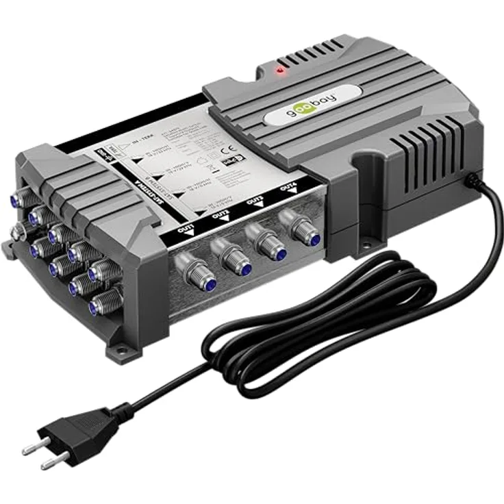 goobay 64879 Sat-Multischalter/Kompakt-Multischalter / 9 Eingänge / 4 Ausgänge / 4K, 8K UHD/DAB+ / für 4 Teilnehmer