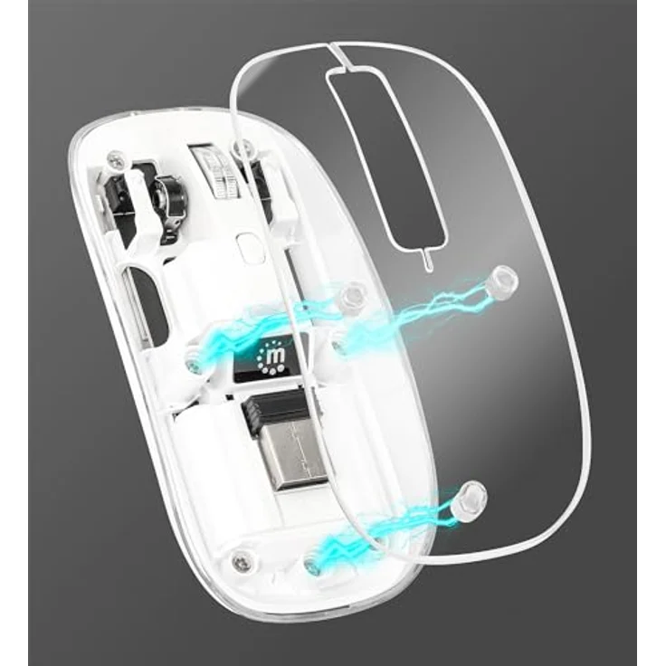 Manhattan Funkmaus USB-A 4Tasten RGB LED weiß transparent - Kabellose Maus mit beidhändigem Design und RGB-LED-Logo – Bild 4