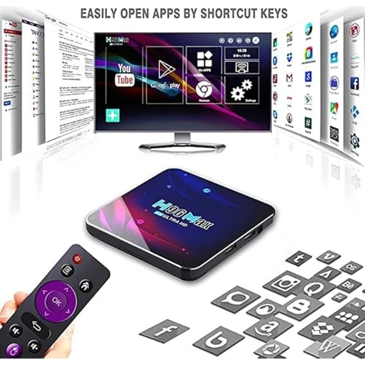 Lipa H96 Max Android TV-Box 2-16 GB Android 11 4K-Decoder Dolby-Sound Bluetooth, Streaming Box - IPTV Box - Mediaplayer - WLAN und Ethernet – Bild 3