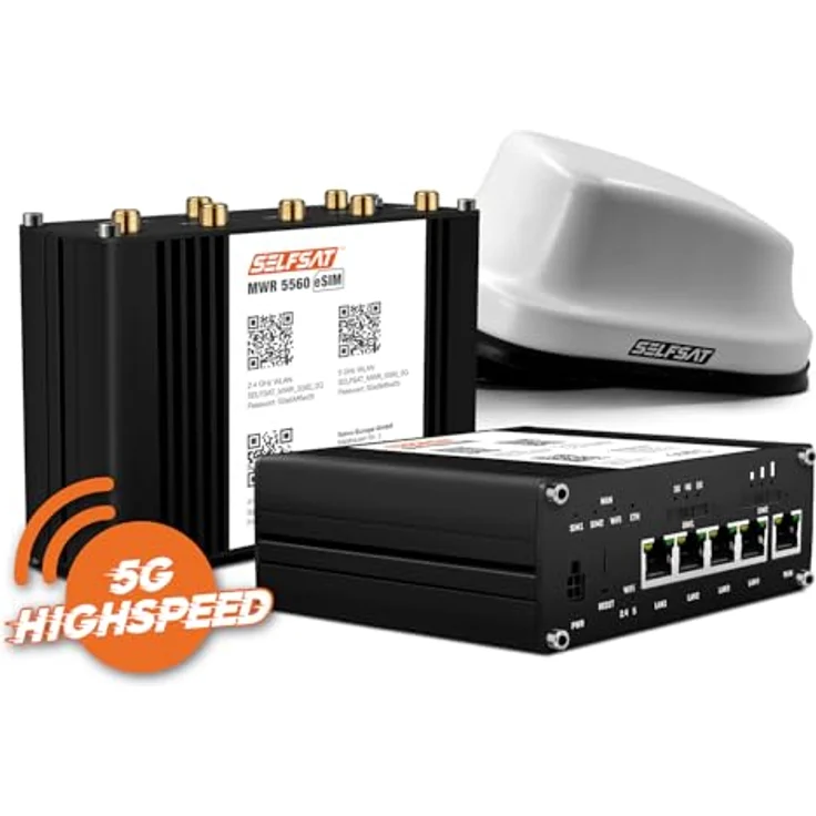 Selfsat MWR 5560, 5G WLAN Router mit eSIM, weiß, ideal für Wohnmobile und Caravans, 3,4 Gbps, GPS-Standortverfolgung, einfache Installation – Bild 2