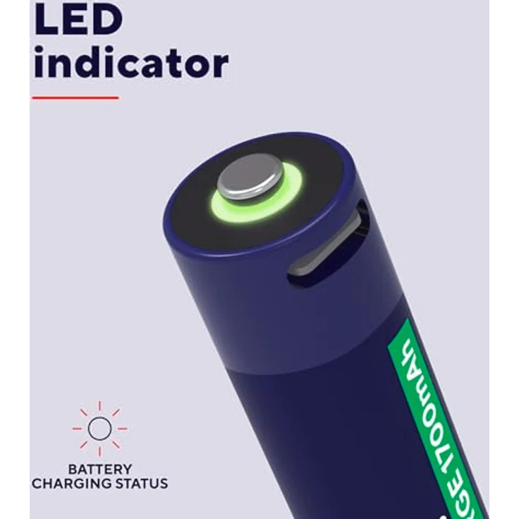 Trust USB-C Wiederaufladbare Batterien AA 4 Stück, 1700 mAh, grüne LED-Akkustatusanzeige, 2 Stunden Schnellladung – Bild 4