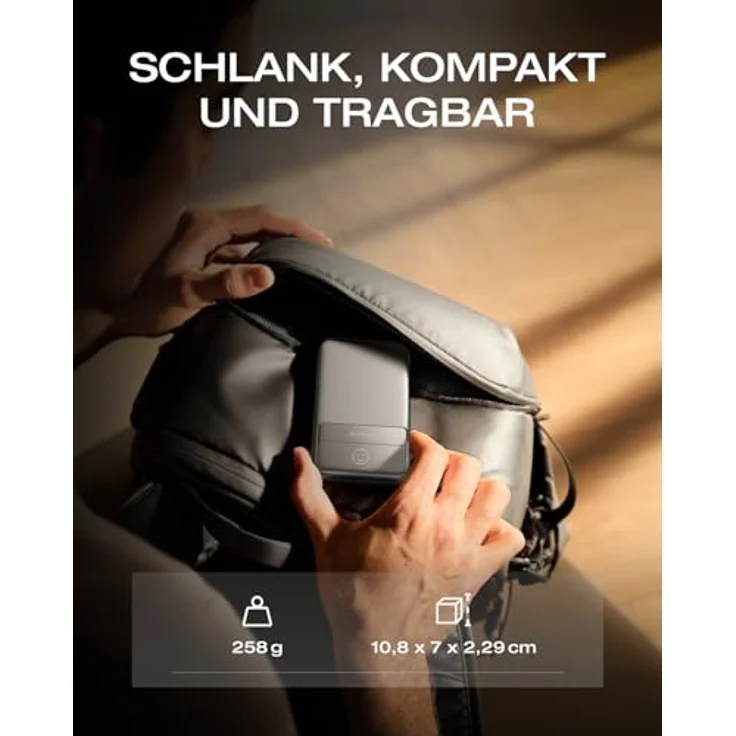EF ECOFLOW Magnetische Powerbank 10 000 mAh Silber, kabelloses tragbares Ladegerät, 65 W Schnellladender Batteriepack mit USB-C-Kabel, kompatibel für iPhone 16/15/14/13/12 Serie – Bild 5