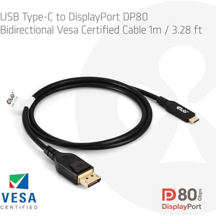 Club 3D CAC-2502 USB-C Verlängerungskabel, USB-C (m/w) 1 m, 48 V, 5 A, 8K60Hz Unterstützung, Schwarz – Bild 4