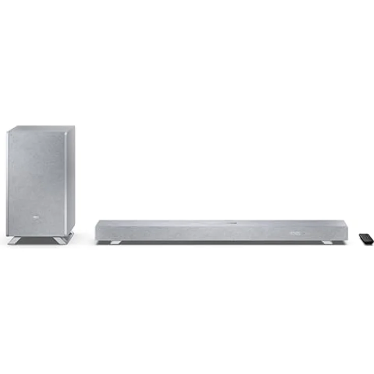 Sharp HT-SBW53121(SL) Q 3.1.2 Dolby Atmos/DTS:X Soundbar mit kabellosem Subwoofer, Silber, 360 W, 3.1 Kanal – Bild 1