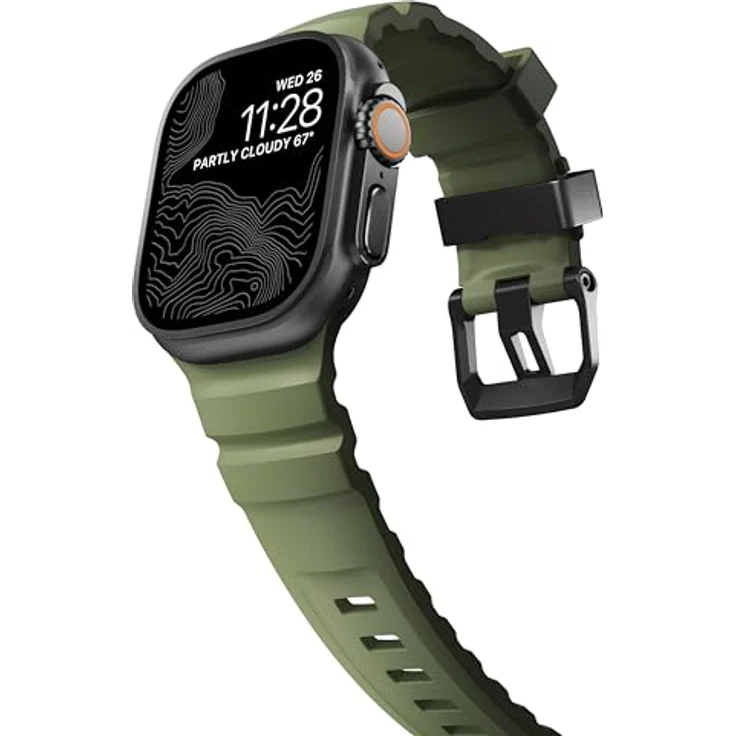 Nomad Rocky Point Band Apple Watch 42 / 44 / 45 / 49 mm, Grün, Wasserdichtes Sportarmband aus Fluorkohlenstoff-Gummi – Bild 6