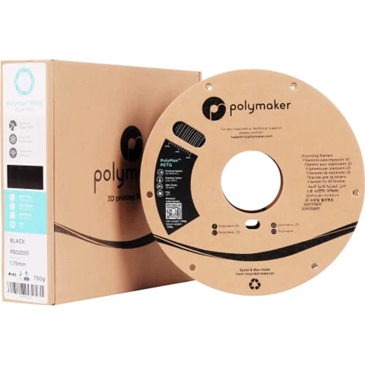 Polymaker PolyMax PETG V2, 3D Filament in Schwarz, 1.75 mm, 750 g, hohe mechanische Festigkeit und Hitzebeständigkeit bis 80 °C – Bild 7