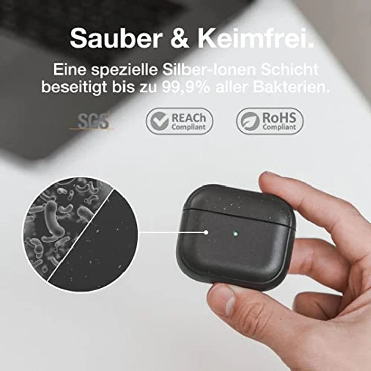 Woodcessories - Nachhaltiges, Antibakterielles AirPods 3 Case Schwarz, AirPods 3 Hülle Schwarz - BioCase Schwarz – Bild 2