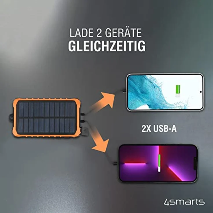 4smarts Prepper Solar Powerbank (12000 mAh, 10.50 W, 44.40 Wh), Schwarz – Bild 3