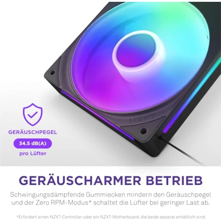 NZXT F420 RGB Core, 140 mm PC Lüfter mit Uni-Body-Konstruktion und RGB-Beleuchtung, Schwarz – Bild 11