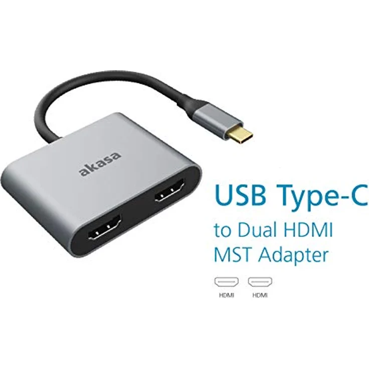 Akasa USB-C auf Dual HDMI MST Adapter, 4K@60Hz & 4K@30Hz, Aluminium mit Tragetasche – Bild 9