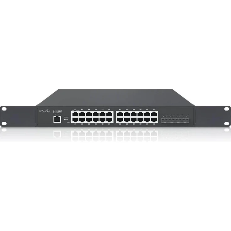 EnGenius ECS1528T, Full Managed 28-Port Netzwerk Switch mit 24x 1 GbE, 4x SFP+, lüfterlos, schwarz