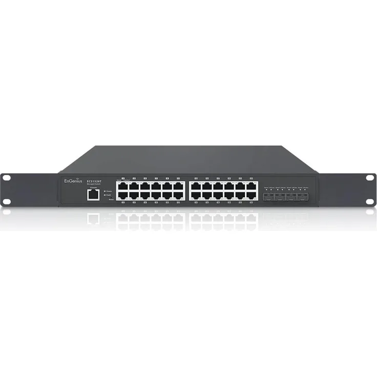 EnGenius ECS1528T, Full Managed 28-Port Netzwerk Switch mit 24x 1 GbE, 4x SFP+, lüfterlos, schwarz