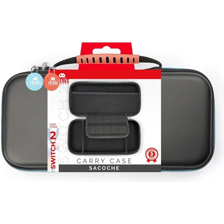 Trade Invaders SW2S002 - Protective Carry Case für Nintendo Switch 2, Shockproof und Waterproof, für Konsole, Controller und bis zu 10 Spielkarten, schwarz
