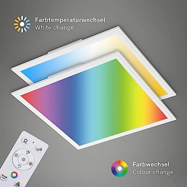 BRILONER Leuchten - Ultraflaches RGB CCT LED Panel, Deckenleuchte quadratisch (45 x 45cm), Weiß, Farbtemperatursteuerung (3.000-6.500 Kelvin), Dimmbar, 2.400 Lumen Lichtleistung – Bild 4