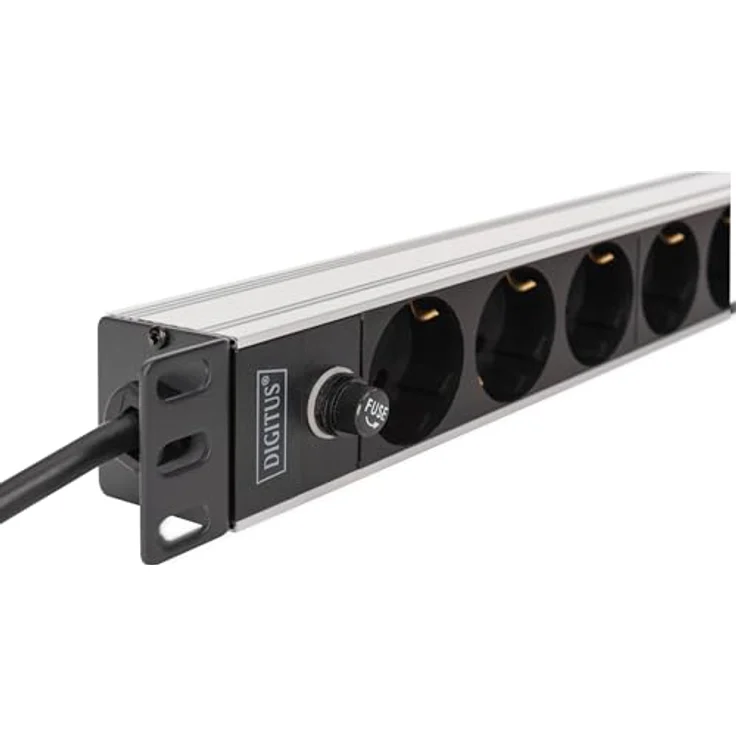 Digitus Netzwerkschrank DN-95437, 19 Zoll Steckdosenleiste mit 9 AC-Ausgängen, Schwarz/Silber, flexibel montierbar – Bild 3
