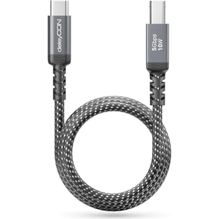 deleyCON 1,5m USB 3.0 Kabel USB-C auf USB-B 5 Gbit/s, Daten- und Ladekabel, Schwarz – Bild 3