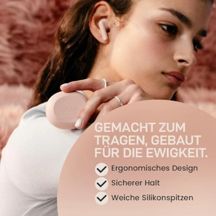 sudio A3 Pro True Wireless Kopfhörer, Noise Cancelling In Ear mit Bluetooth 5.4, 25h Spielzeit, USB-C Ladecase, Rosa – Bild 4