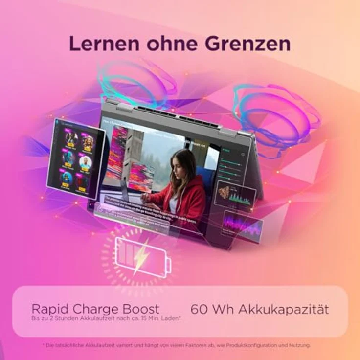 Lenovo IdeaPad 5 2-in-1 14Q8Y11, Copilot+ PC mit 14" OLED Touchscreen, Qualcomm Snapdragon X2 Plus, 16 GB RAM, 512 GB SSD, Luna Gray, Deutsch – Bild 6