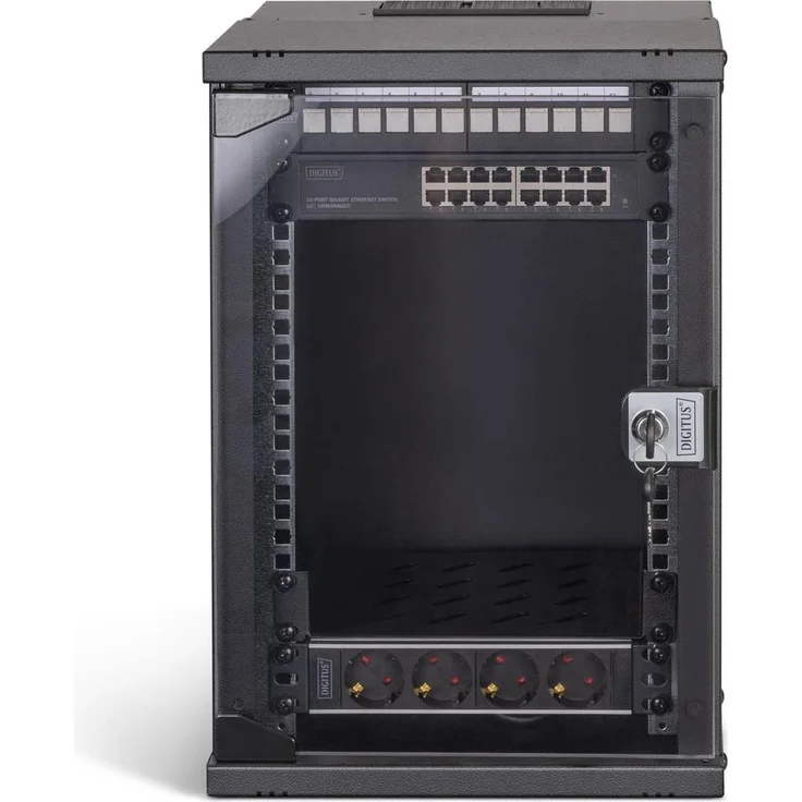 Digitus 10" SOHO PRO Netzwerk-Set, 9HE Wandgehäuse mit Zubehör, Serverschrank in Schwarz – Bild 1