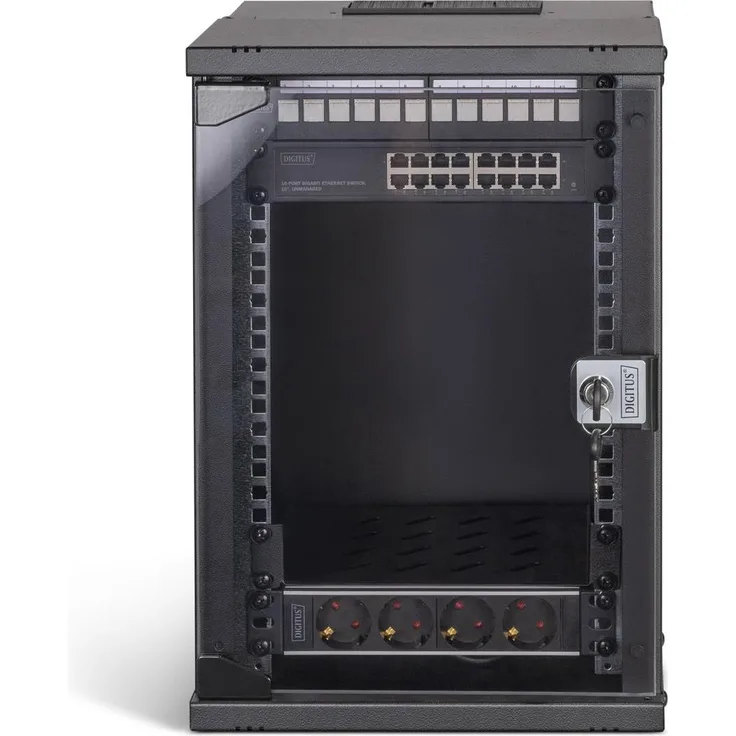Digitus 10" SOHO PRO Netzwerk-Set, 9HE Wandgehäuse mit Zubehör, Serverschrank in Schwarz