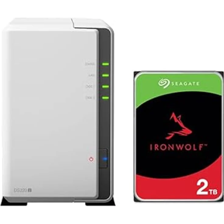 Synology DS220j 4 TB 2 Bay Desktop NAS-Lösung | Installiert mit 2 x 2 TB Seagate IronWolf-Laufwerken – Bild 2