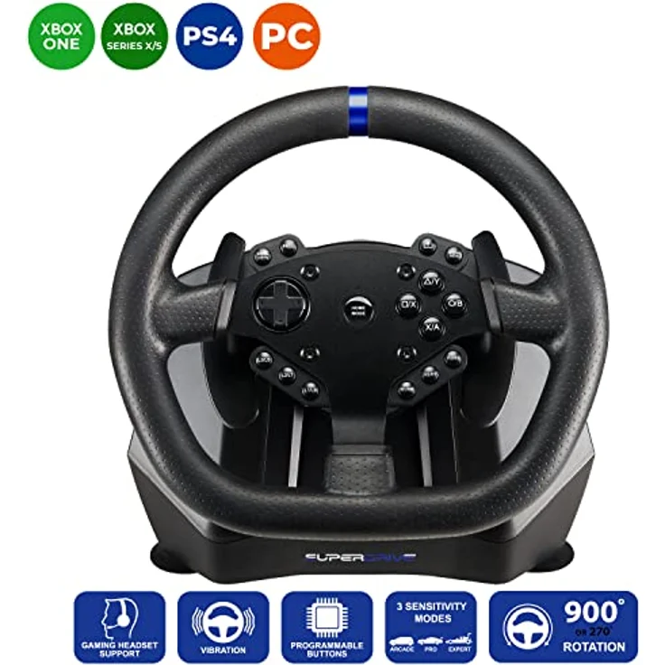 SUBSONIC Superdrive - Rennlenkrad/lenkrad SV950 mit Pedalen und Schaltwippen Xbox Serie X/S, PS4, Xbox One, PC (programmierbar für alle Spiele) – Bild 2