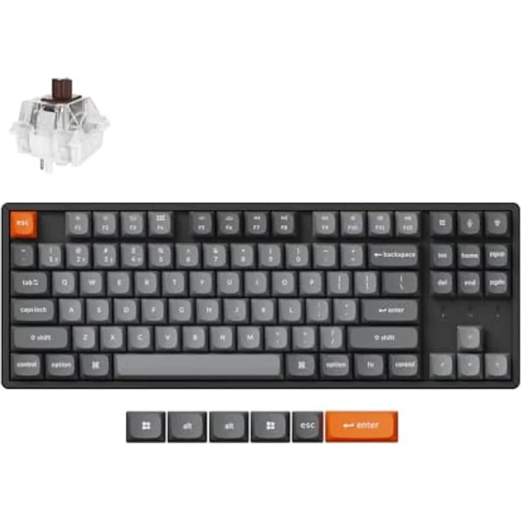 Keychron K8 Max Custom Wireless Mechanische Tastatur 2.4 GHz/Bluetooth/USB-C, Hot-swap, RGB, Aluminiumrahmen, QMK/VIA Programmierbare Makros, PBT Keycaps, für Mac Windows, Super Red Switch, QWERTY US, Aluminium