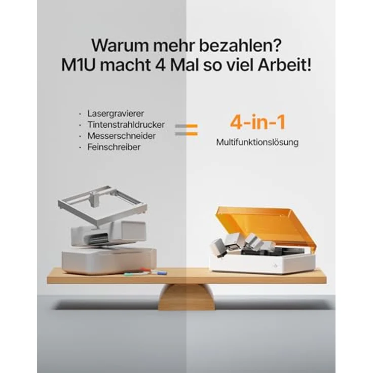 xTool M1 Ultra 10W Standard Edition, 4-in-1 Bastelmaschine mit Laser, Tintenstrahldruck, Klinge und Rotationsgravur – Bild 2