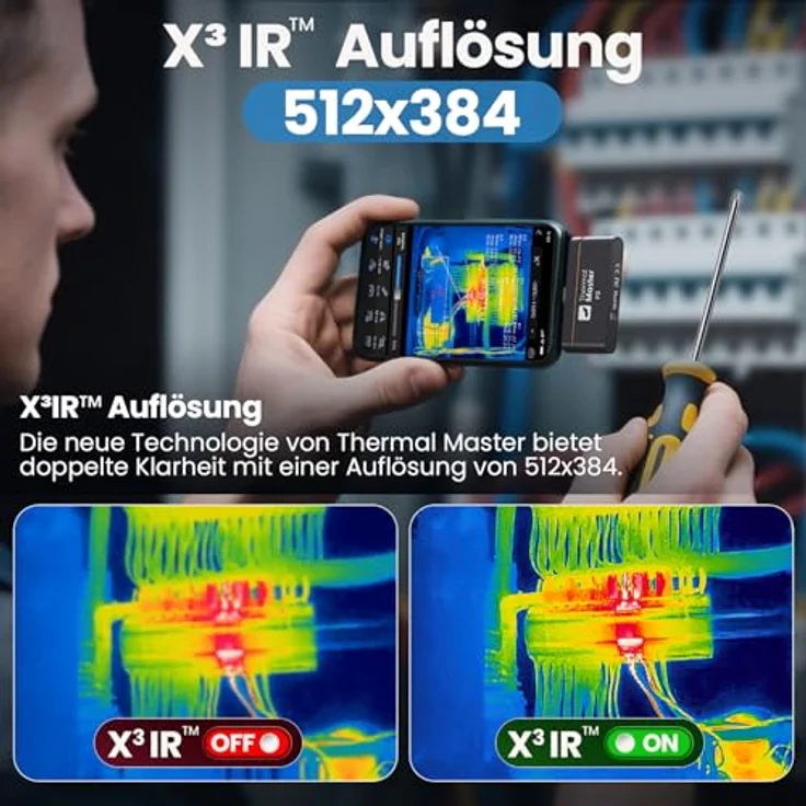Thermal Master P3 Wärmebildkamera, Infrarot Kamera mit 512x384 Auflösung, -20℃-600℃ Temperaturbereich, manuelles Fokus-Objektiv, 15-fach digitaler Zoom, schwarz – Bild 5