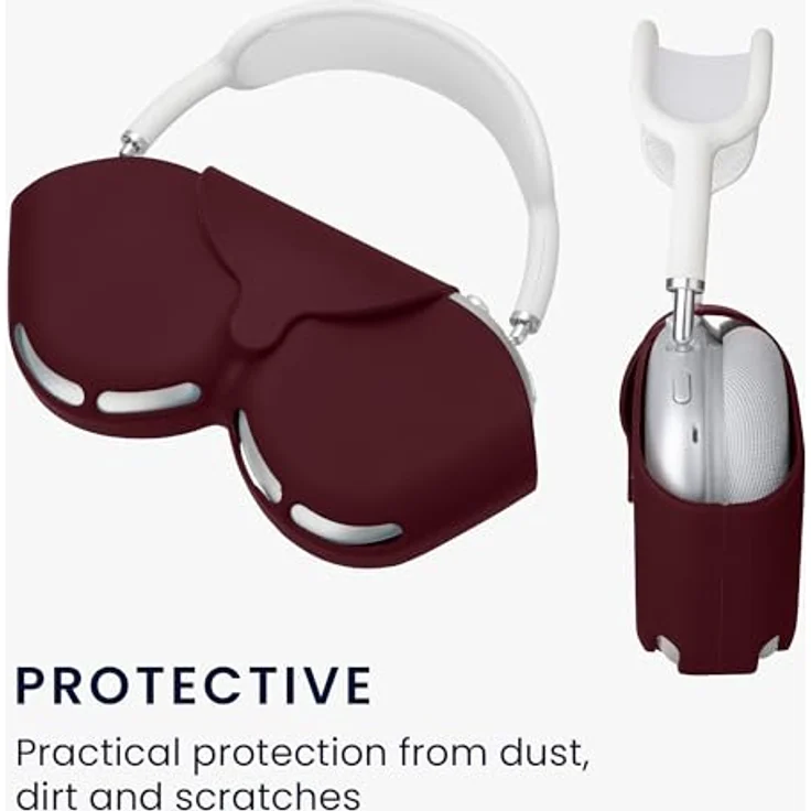 kwmobile Hülle kompatibel mit Apple AirPods Max, Silikon Case in Bordeaux Violett mit präzisen Cut-Outs und Druckknopfverschluss – Bild 4