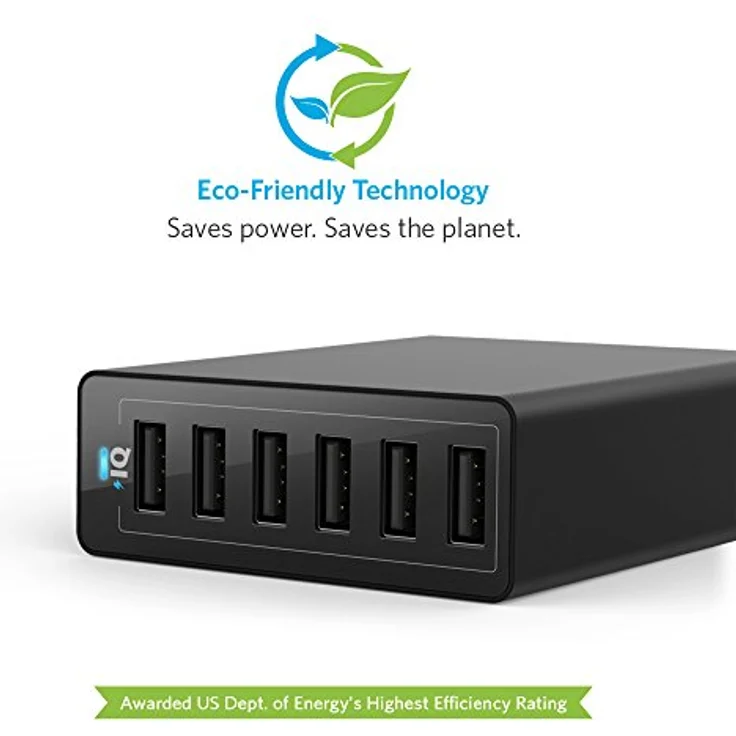 Anker PowerPort - Netzteil - 60 Watt - 12 A - 6 Ausgabeanschlussstellen (6 x USB) - Schwarz – Bild 6