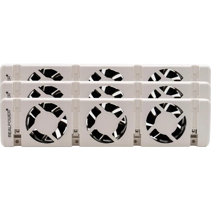 RealPower Heizungslüfter HL-3, 3er Set mit 3 Ventilatoren, effiziente Wärmeverteilung, leise 20 dB(A), Weiss
