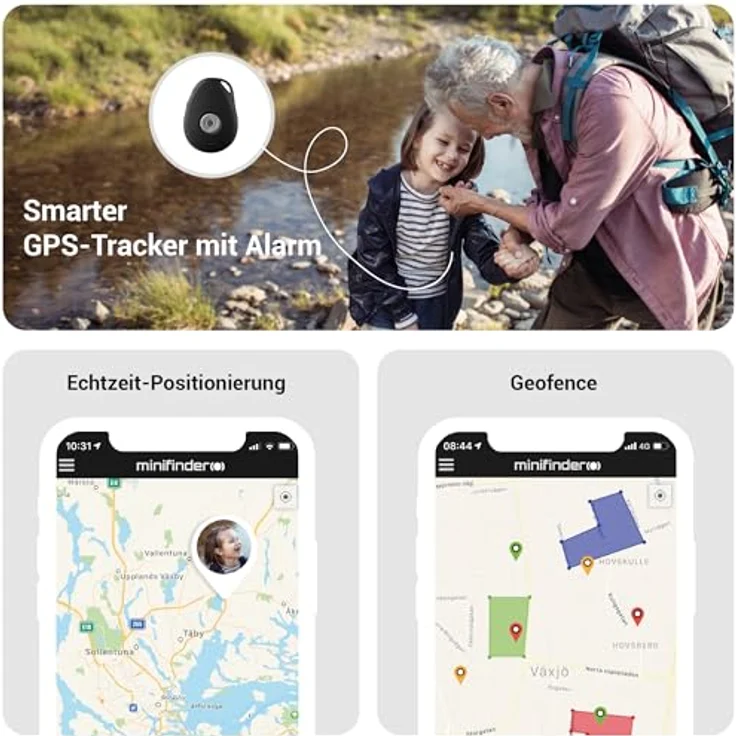 MiniFinder Pico 4G, Persönlicher Alarm-Schlüsselanhänger mit Echtzeit-GPS-Tracking, Schwarz – Bild 2