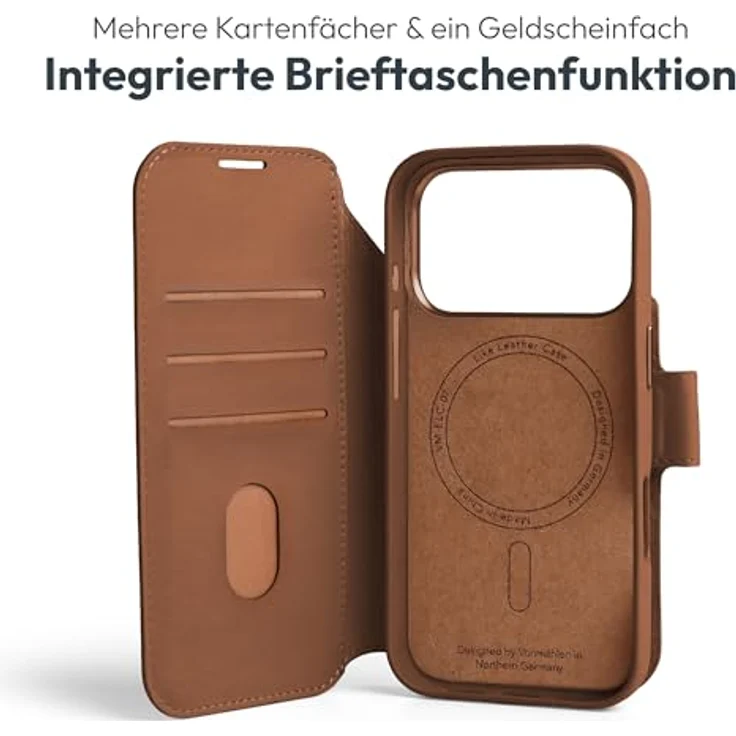 VONMÄHLEN Vegan Leather Folio 2-in-1 Handyhülle für iPhone & MagSafe – Magnetisches Wallet Case aus recyceltem Material mit Kartenfach, Standfunktion & 360° Schutz – Bild 4