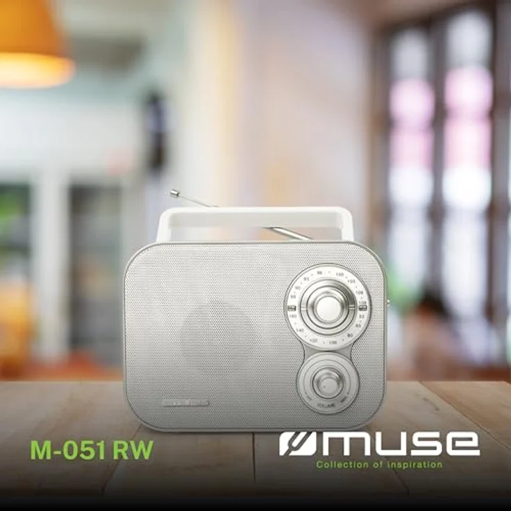 Muse M-051RW tragbares Retro-Radio, UKW und MW, Netz- und Batteriebetrieb, Teleskopantenne, AUX-In, weiß – Bild 3