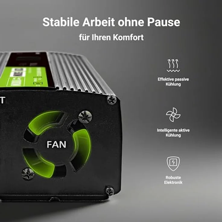 Green Cell DC to AC Wechselrichter 500 Watt, ATX Netzteil mit 1 Ausgang, Schwarz, 80 Plus – Bild 6