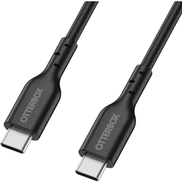 OtterBox Standard USB-C auf USB-C Schnelllade Kabel, Ultra-Robust und getestet auf Biegsamkeit, Ladekabel für Smartphone und Tablet, 1M, Schwarz – Bild 1
