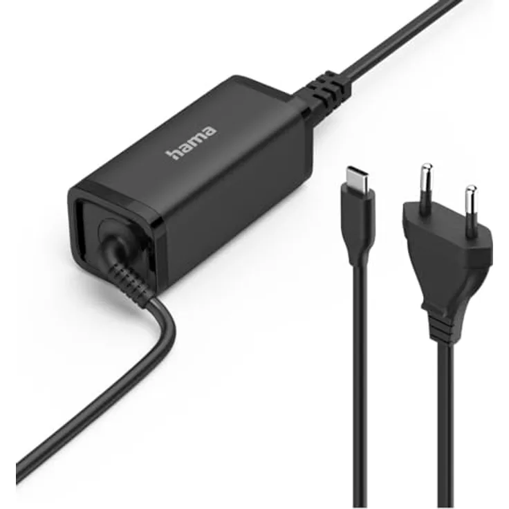 HAMA 200023 USB-C Notebook-Netzteil, 5-20V/65W mit GaN-Technologie, Schwarz