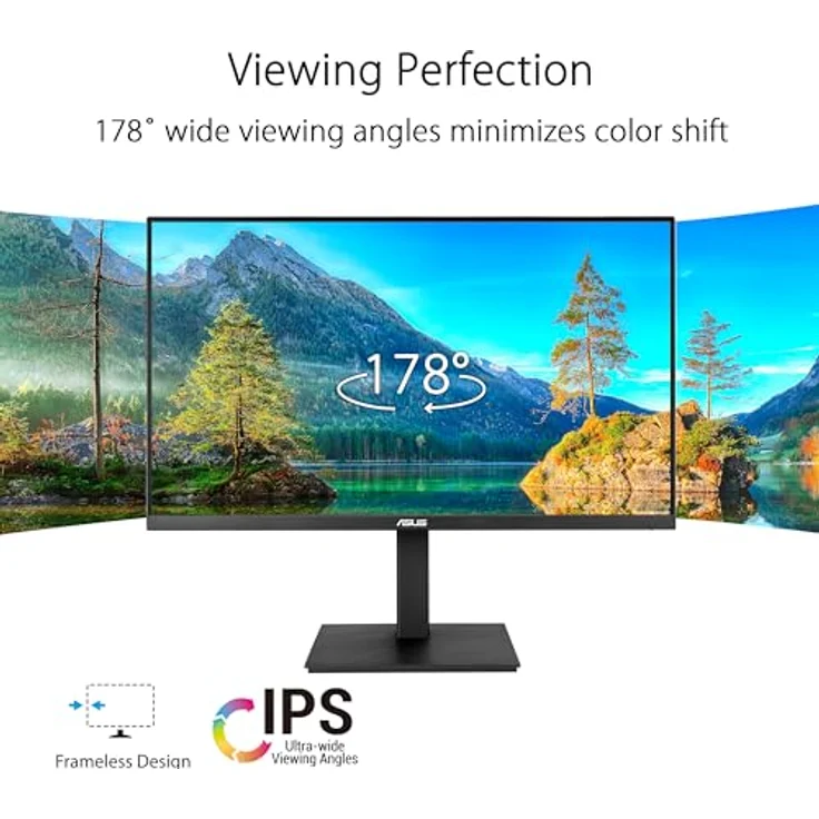 ASUS Business VA27UQSB 27 Zoll 4K UHD Monitor - Rahmenlos, ergonomisch, HDR 10 - DisplayPort, HDMI, USB-Hub, Speaker - Schwarz – Bild 2