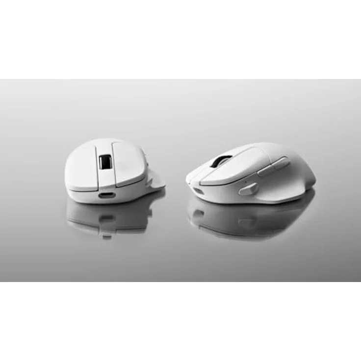 Keychron M7 Kabellose Computermaus, 26K DPI Optische Maus, 2.4 GHz/Bluetooth/Kabelgebunden mit Makrotaste 63g Leichtgewicht, Ergonomisch, Bis zu 70 Stunden Arbeitszeit für macOS/Windows - Weiß – Bild 3