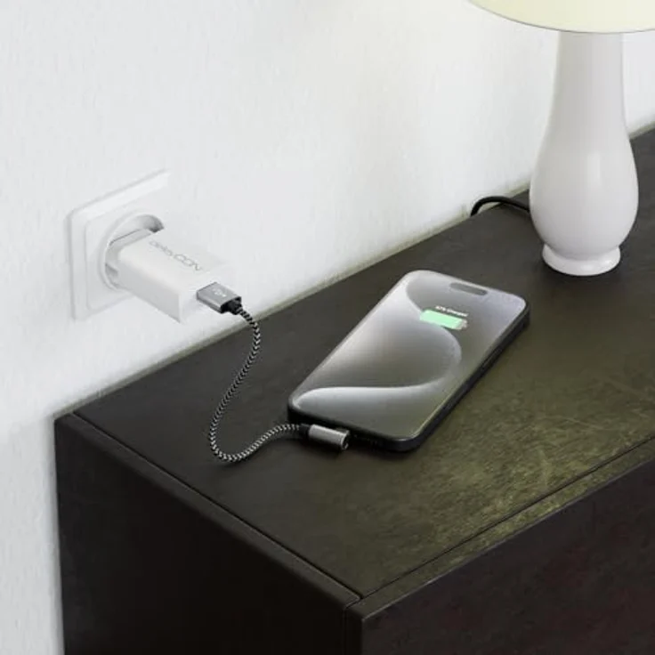 deleyCON 0,15m USB-A zu USB-C Kabel, 90° gewinkelt, schnelles Laden & Datenübertragung bis 480Mbps, robustes Design, schwarz-grau – Bild 5