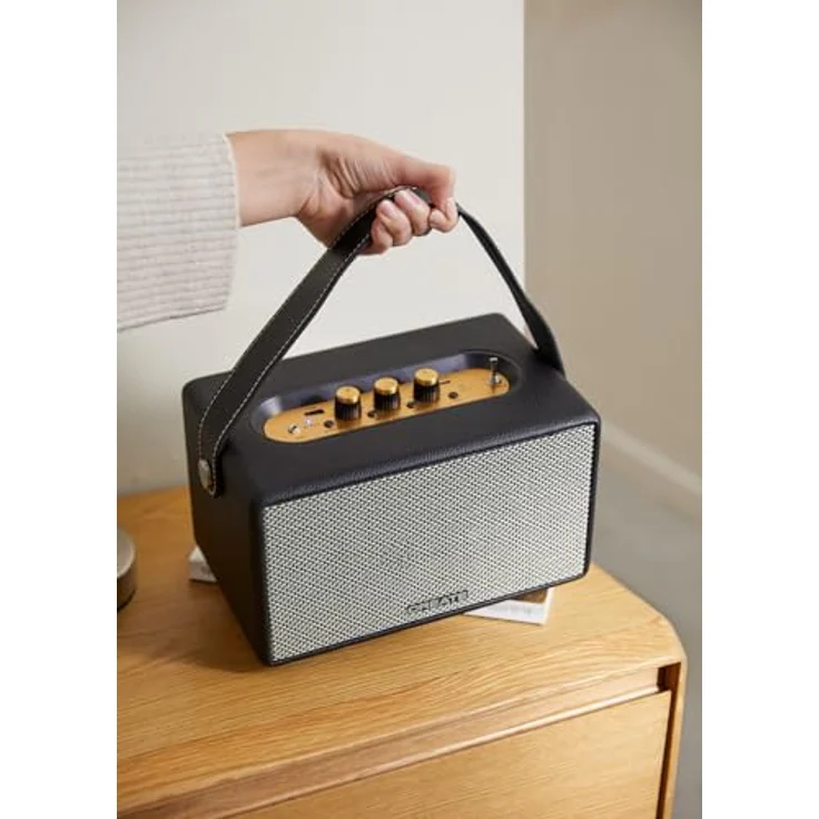 CREATE Retro Lautsprecher, Tragbarer Bluetooth-Speaker mit 40W Leistung, USB und AUX, Schwarz, bis zu 5 Stunden Betriebsdauer, Trageschlaufe – Bild 5